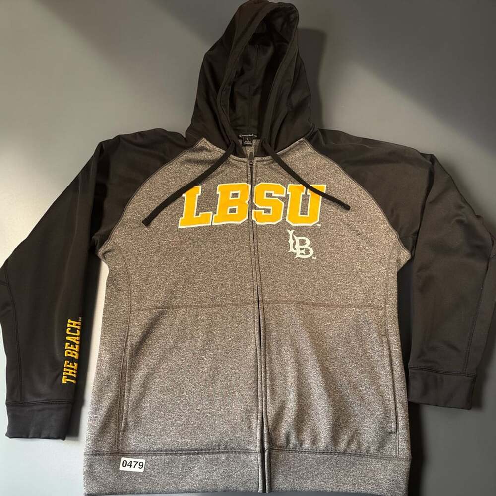 Champion LBSU Full-Zip Hoodie Size L Grey Black The Beach